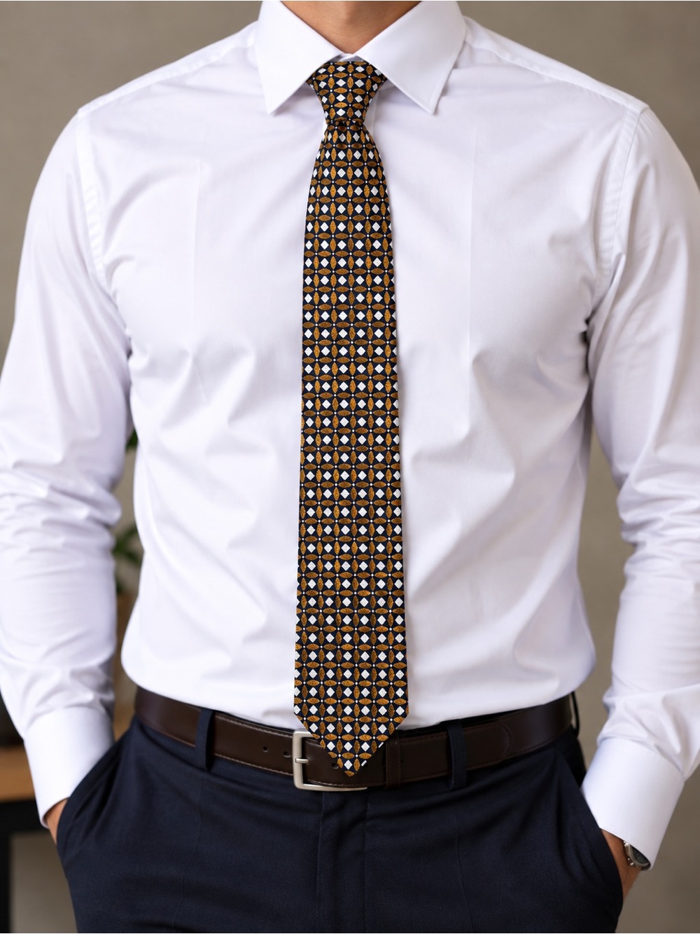 BASILE Made in Italy 100% Silk Men's Tie in Brown and Black